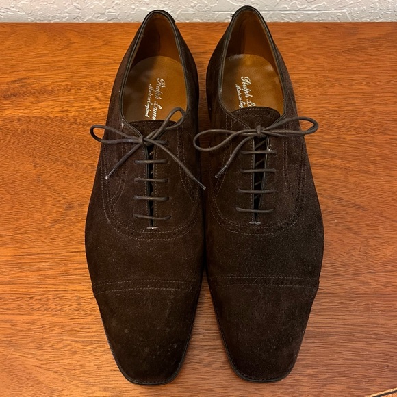 NWOT: Ralph Lauren Purple Label Edward Green Brown Suede Cap Toe Oxfords Sz 12.5 - Picture 6 of 15